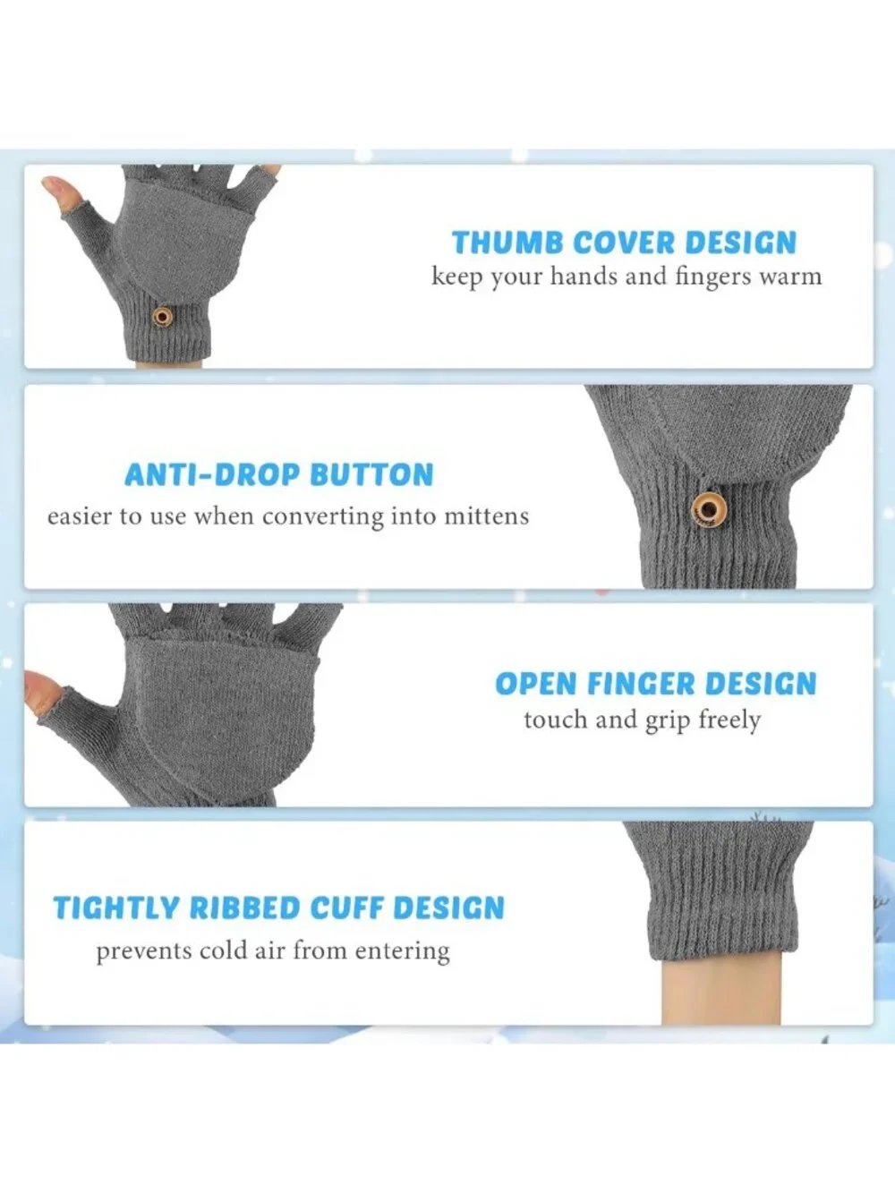 Cozy 50 Pairs Winter Convertible Fingerless Gloves - Warm, Versatile Handwear